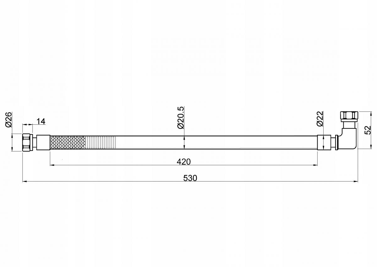 INVENA PRZEWÓD DO GAZU W OSŁONIE PVC Z KOLANKIEM -125CM