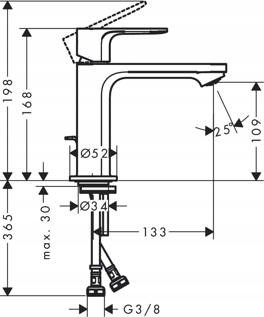 Bateria umywalkowa stojąca HANSGROHE REBRIS S 110 1uchw 1-otw czarna matowa