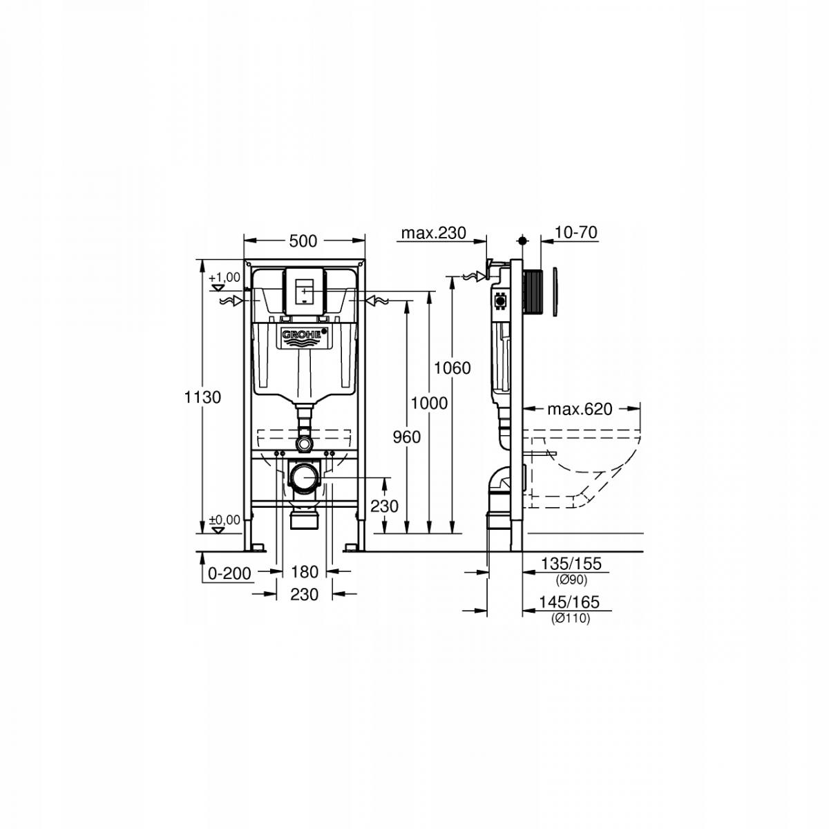 Stelaż podtynkowy do WC Grohe RAPID SL 5w1 38827000 48h