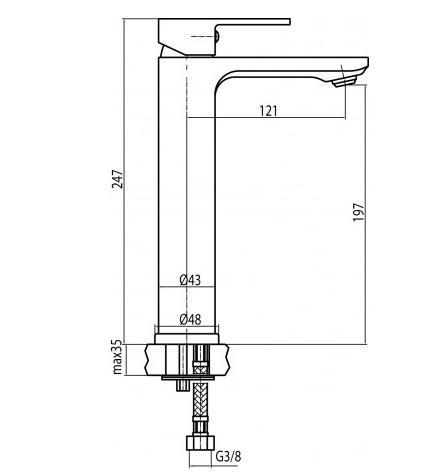 VALVEX Bateria umywalkowa Valvex Tube stojąca jednootworowa wysoka chrom