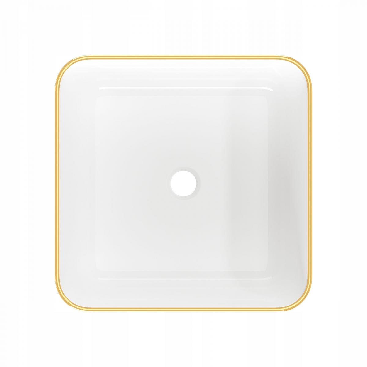 INVENA UMYWALKA NABLATOWA MALAGA INVENA TREND 39 CM, KWADRATOWA BIAŁO ZŁOTA