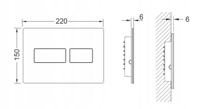 Przycisk spłukujący TECE solid podwójny do WC biały mat 220x150x6 mm