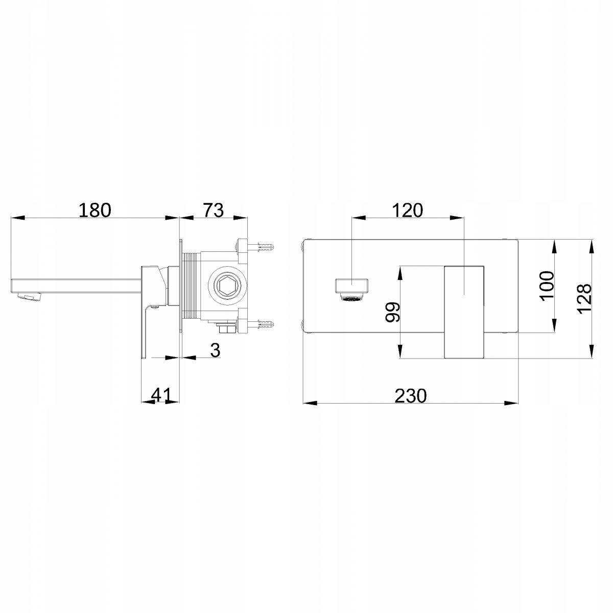 INVENA BATERIA UMYWALKOWA PODTYNKOWA PAROS INVENA TREND, CZARNA