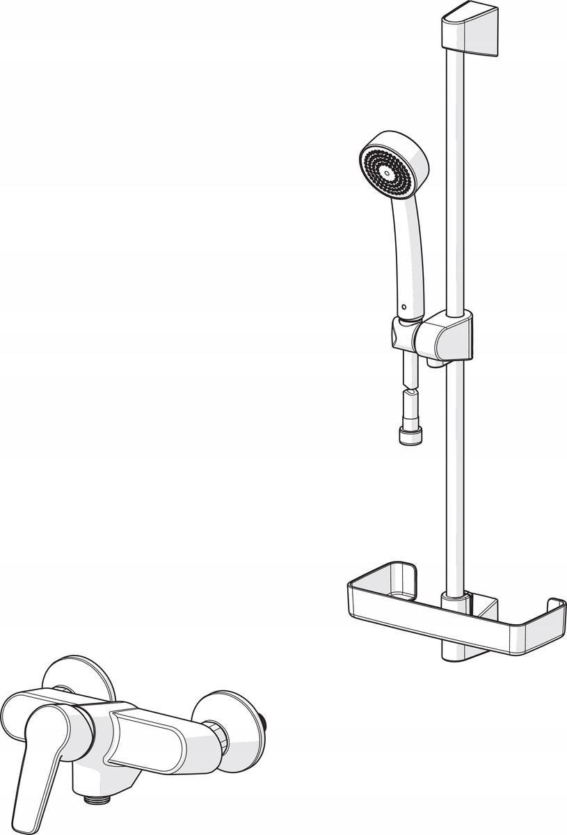 Bateria natryskowa ścienna ROCA NAIA 1-uchwytowa 2-otworowa rose gold