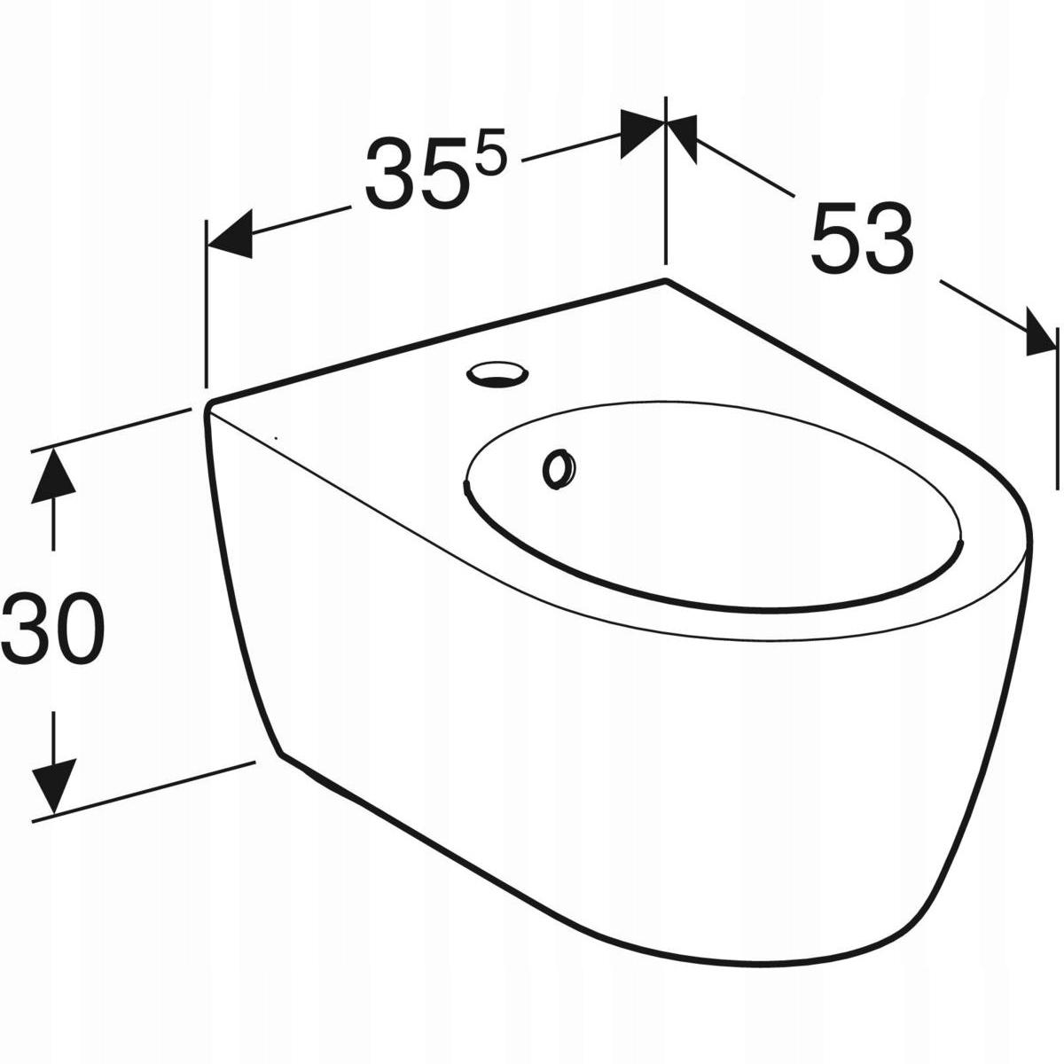 GEBERIT Bidet wiszący iCon ukryte mocowania 53 cm z przelewem