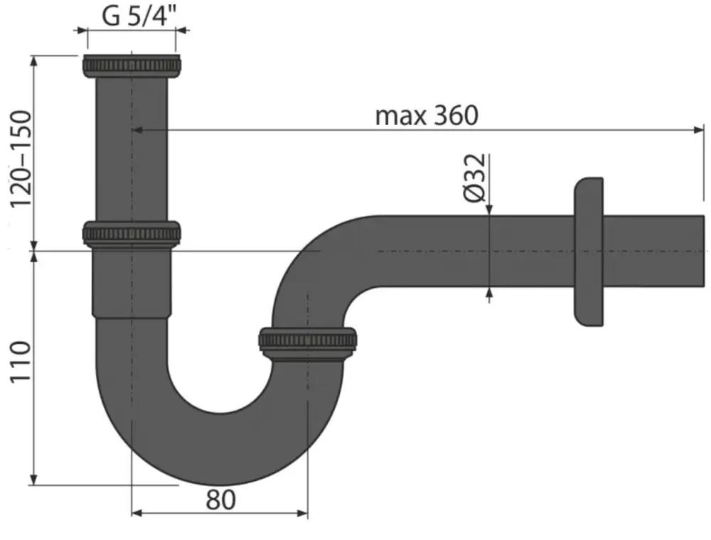 ALCADRAIN Półsyfon umywalkowy ALCA DESIGN DN 32 czarny-mat