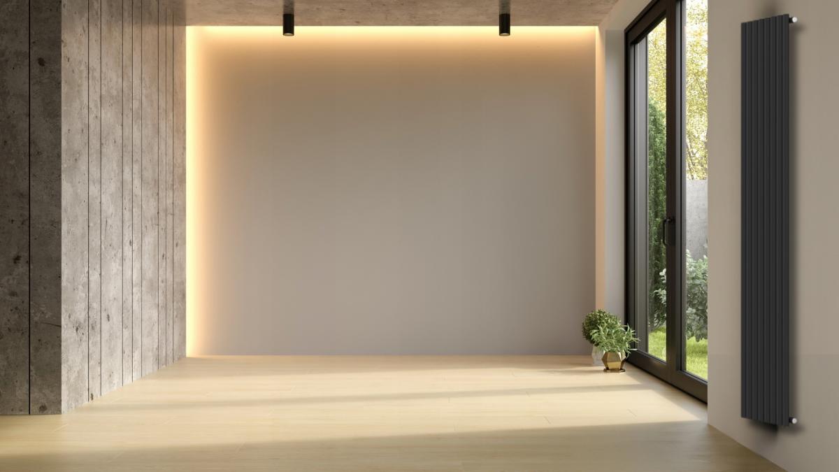 Grzejnik pionowy dekoracyjny INVENA MONO 1800X480 MOC: 890W CZARNY