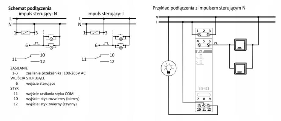 Przekaźnik bistabilny z pamięcią, montaż na szynie din, 230v, z przekaźniki