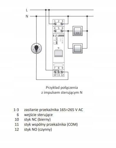 Przekaźnik bistabilny BIS-411B z przyciskiem do sterowania ręcznego, montaż