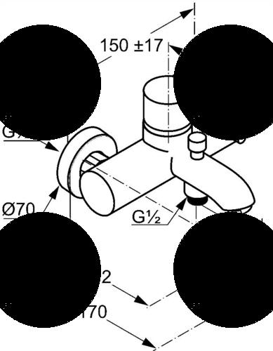 Bateria wannowo-natryskowa naścienna KLUDI BOZZ 1-uchwytowa 2-otw chrom