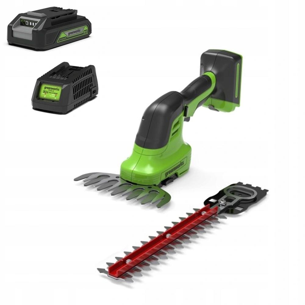 GREENWORKS Nożyce Do Trawy I Żywopłotów G24Shtk2 Ładowarka + Aku 2 Ah 24V