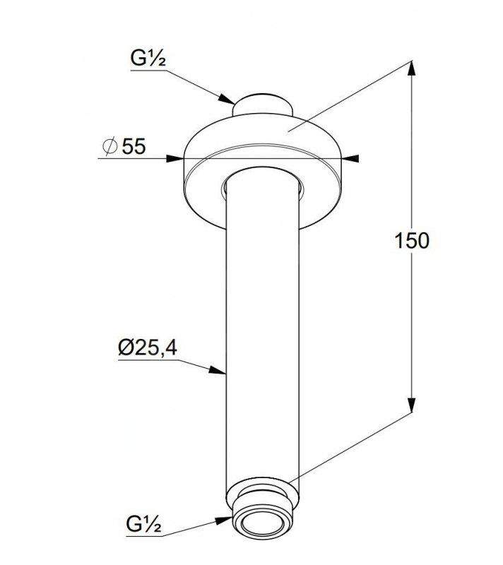 Ramię natrysku KLUDI A-QA 150 mm DN 15 czarne mat