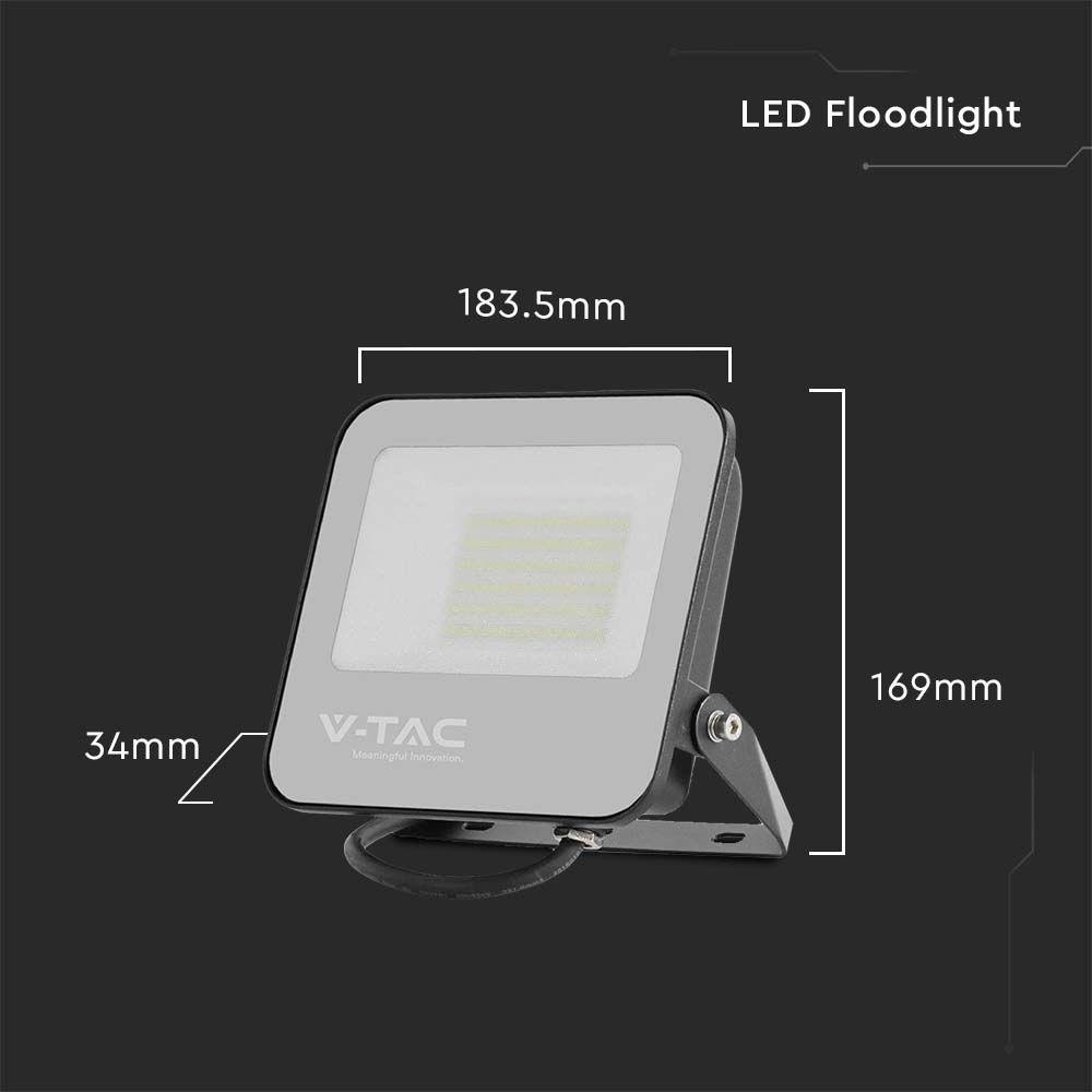 V-TAC Projektor LED V-TAC 50W 185Lm/W czarny VT-4456 4000K 9250lm
