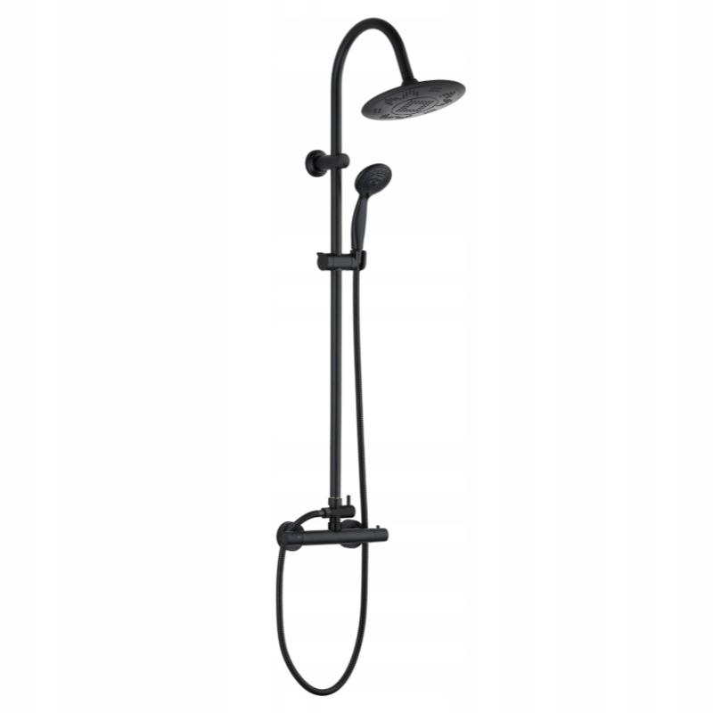 INVENA DESZCZOWNIA Z BATERIĄ TERMOSTATYCZNĄ GRACJA SLIM CZARNA