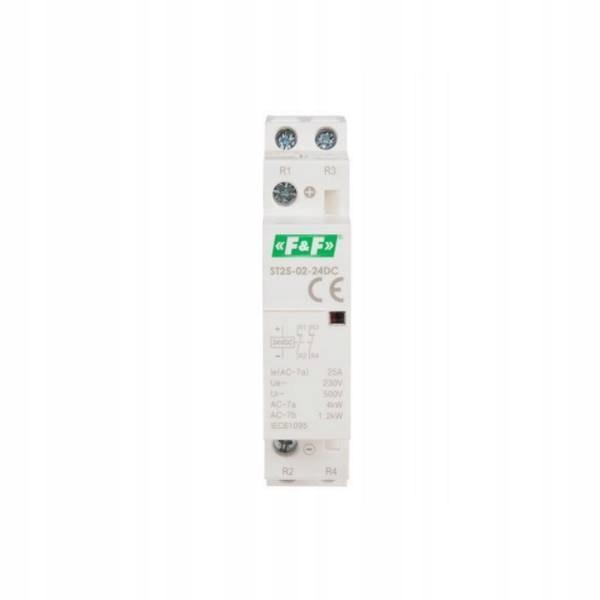 F&F Stycznik modułowy na szynę, styki 2NC, 25A, 24V DC