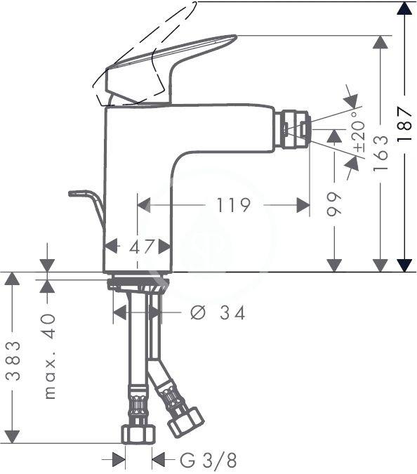 Bateria bidetowa IDEAL STANDARD Premio 1-uchwytowa 1-otworowa chrom