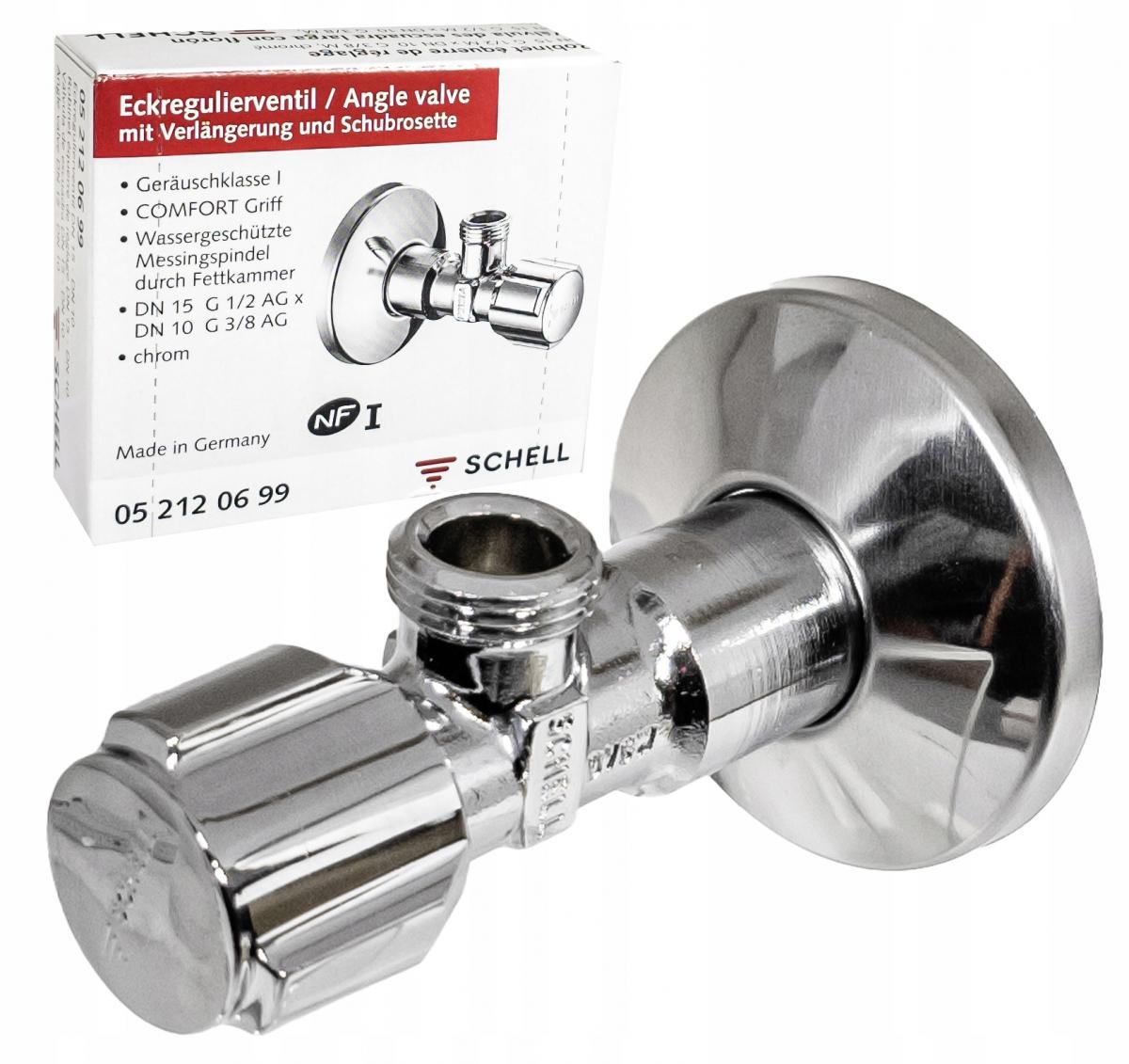 Zawór kątowy regulacyjny Comfort 1/2x3/8 bez nakrętki, chrom