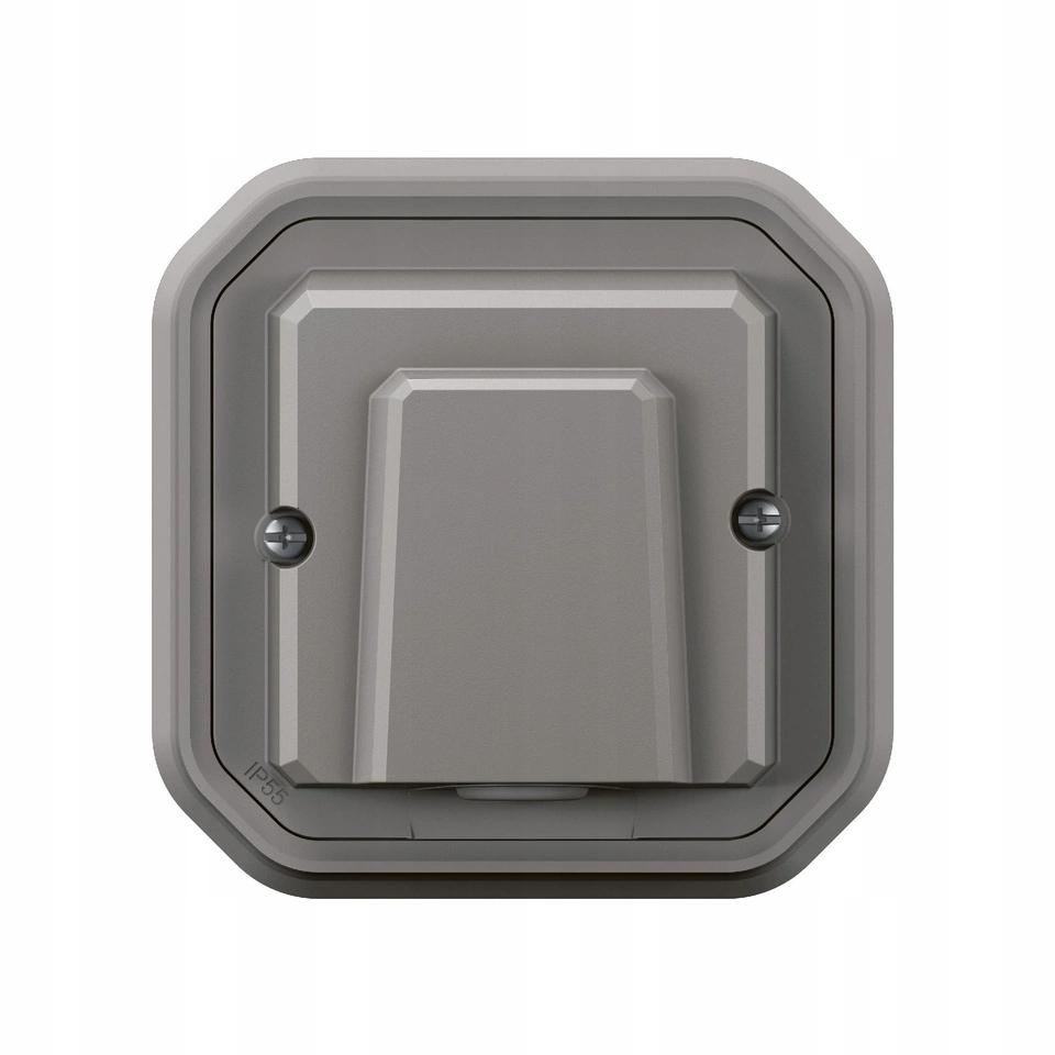 Wyjście kablowe z uchwytem, komplet podtynkowy 16A-230V~ - szare, NOWE PLEX