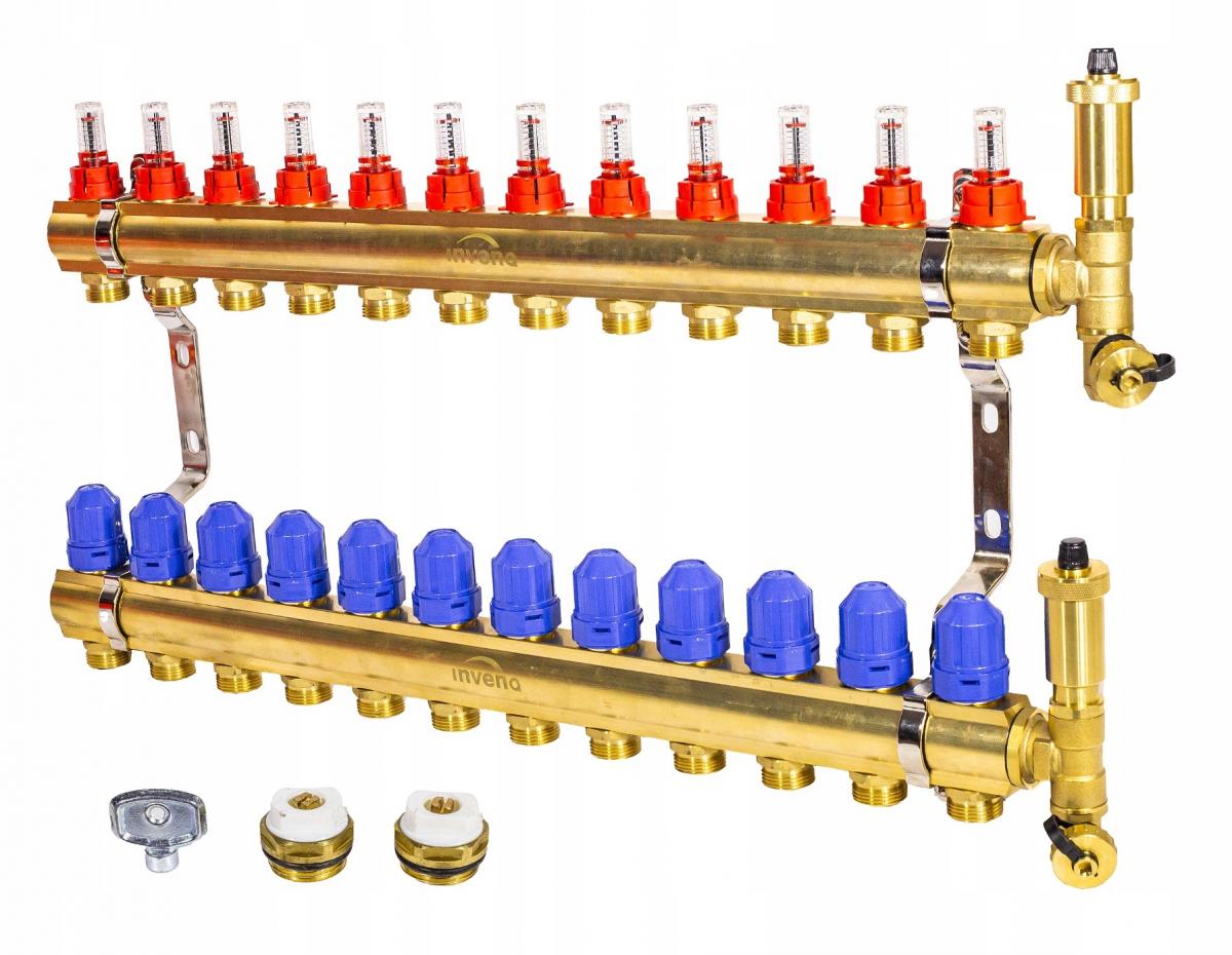 ROZDZIELACZ MOSIĘŻNY OGRZEWANIA PODŁOGOWEGO PLUS 12-OBIEGOWY INVENA
