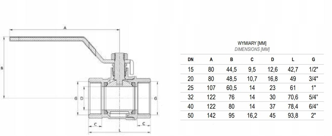 INVENA ZAWÓR KULOWY WODNY WW DN 50 (2) VERT, WORECZEK