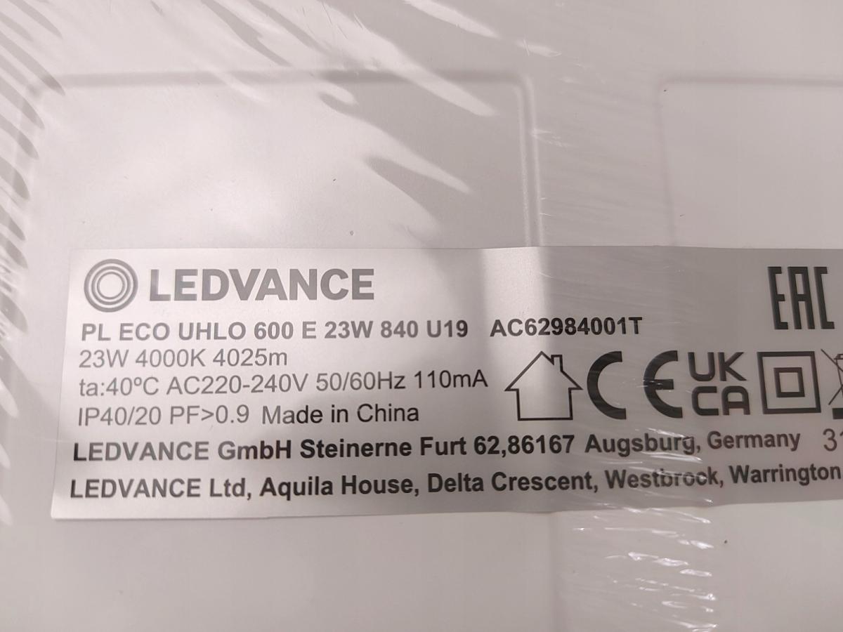 LEDVANCE Panel LED ECO UHLO 600 E 23W 840 U19 EUE LEDV
