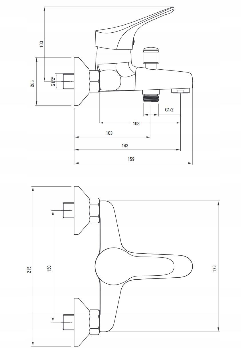 DEANTE Bateria wannowa Joko chrom bez Kompletu prysznicowego BOJ 010M 48h