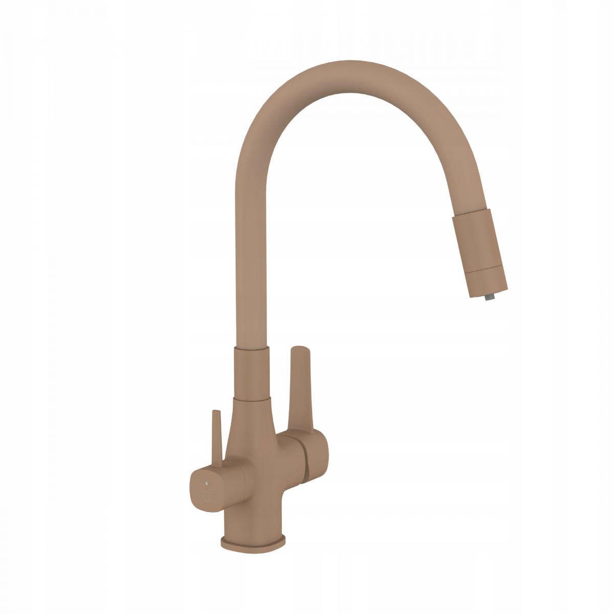 INVENA BATERIA ZLEWOZMYWAKOWA Z FILTREM GLAMOUR INVENA TREND, BEŻOWA