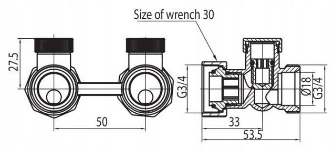 Zestaw termostatyczny THERMO SET z zaworami VKO prosty