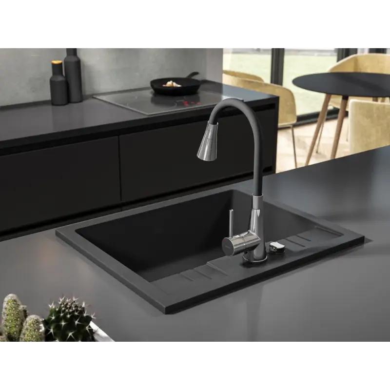 FERRO Bateria zlewozmywakowa Zumba II czarna wylewka, 2-Funkcyjna, chrom