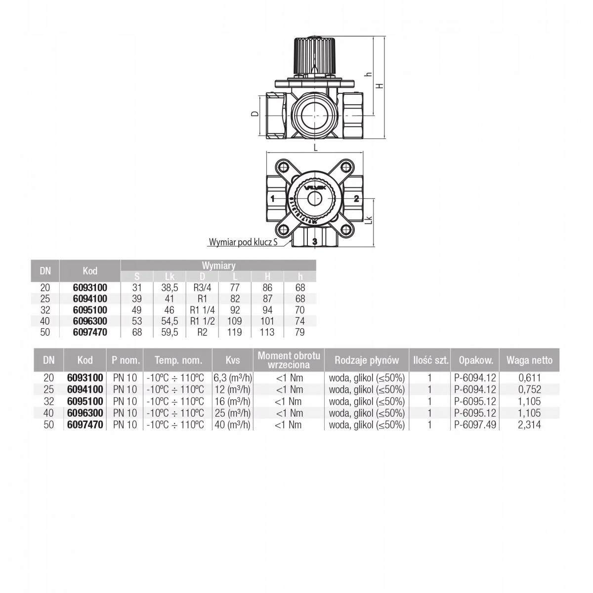 VALVEX Zawór mieszający 3-drogowy Controlmix DN40