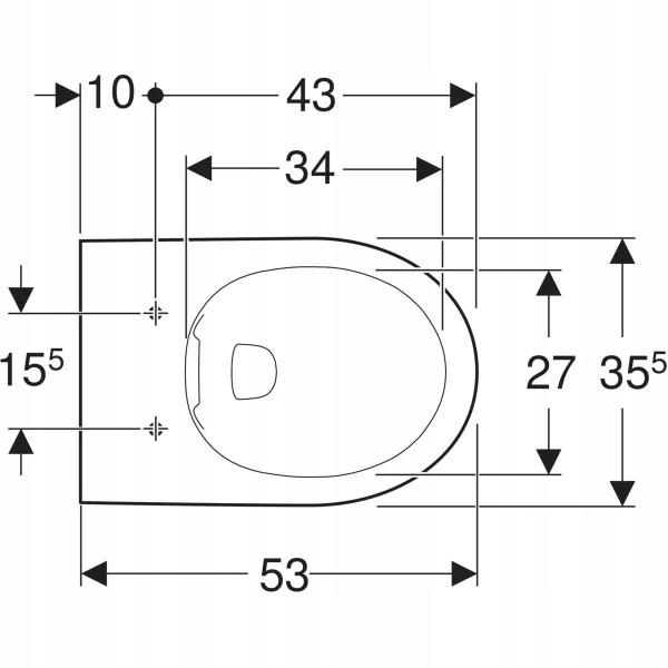 GEBERIT Miska wisząca WC Selnova, lejowa, B35.5 cm, H34 cm, T53 cm, Rimfree