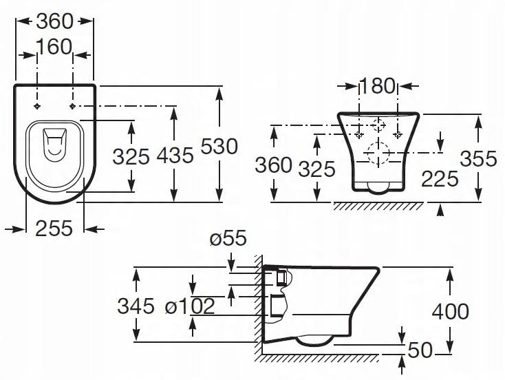 Miska Wisząca NEXO Rimless Biały + Deska wolnoopad. Slim ROCA[16]
