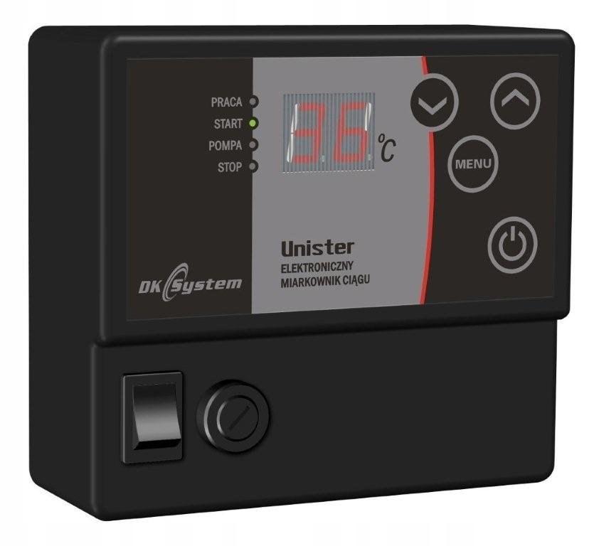 DK SYSTEM UNISTER Elektroniczny miarkownik ciągu kotła na paliwo stałe 48h