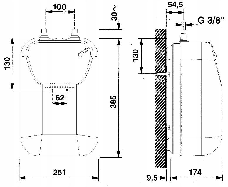 Podgrzewacz elektr. poj bezciśnien podumywalkowy 5l 2 kW z baterią ARISTON