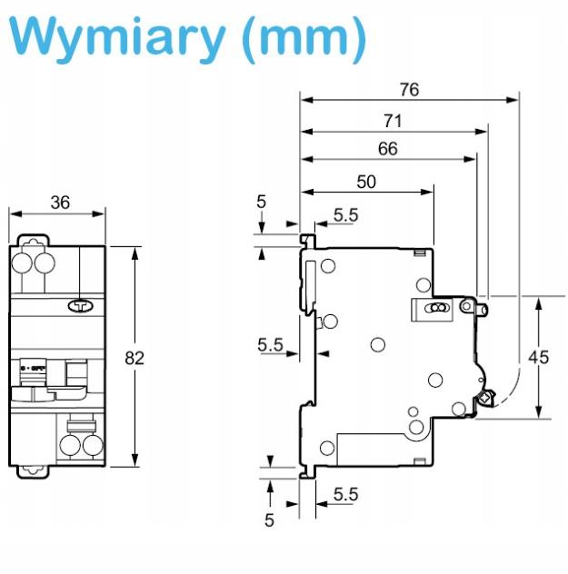 Wyłącznik kombinowany Easy9 Pro EZ9D-B16-30-A-1N B 16A 1N-biegunowy 30 mA t
