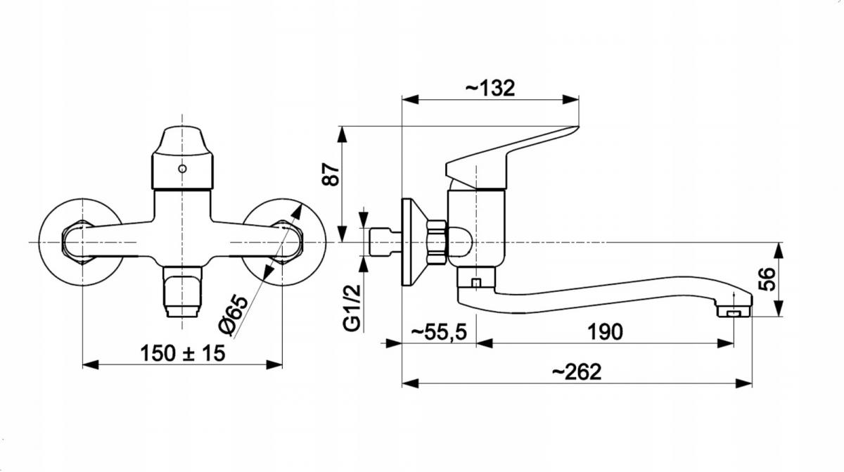 Bateria kuchenna ścienna ARMATURA KRAKÓW SPARC CHROM mosiądz
