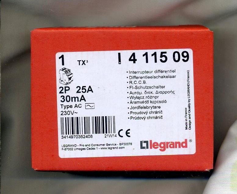 LEGRAND Wyłącznik różnicowoprądowy P302 2P 25A 30MA TYP AC TX3