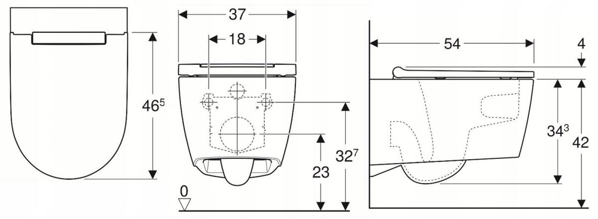 GEBERIT Miska wisząca WC One TurboFlush, z deską sedesową, biały