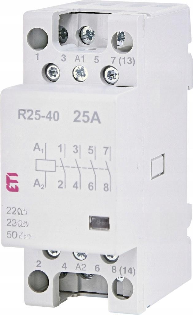 Stycznik modułowy 25A 4 styki zwierne (2 moduły 4-biegunowy) R 25-40 230V