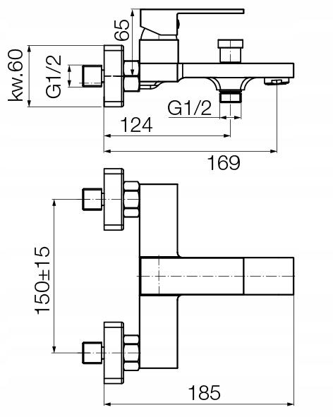VALVEX Bateria wannowa ARS BLACK bez akcesoriów