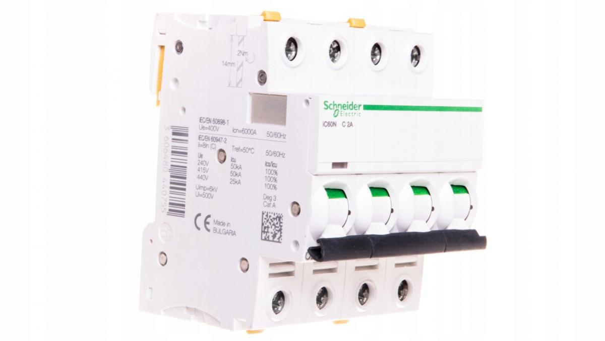 SCHNEIDER ELECTRIC Wyłącznik nadprądowy iC60N-C2-4 C 2A 4-biegunowy