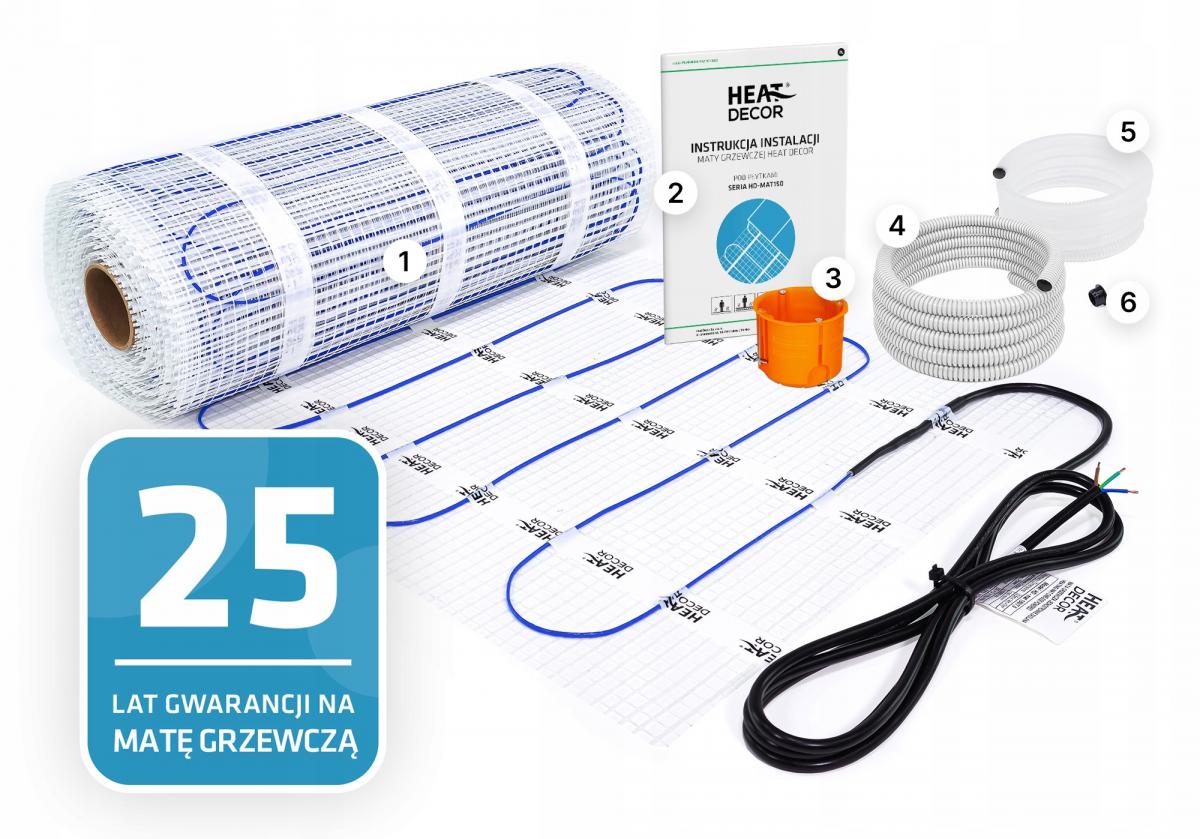 Zestaw maty grzewczej HD-mat 150 W/m2, szerokość50 cm bez termostatu 10 m2