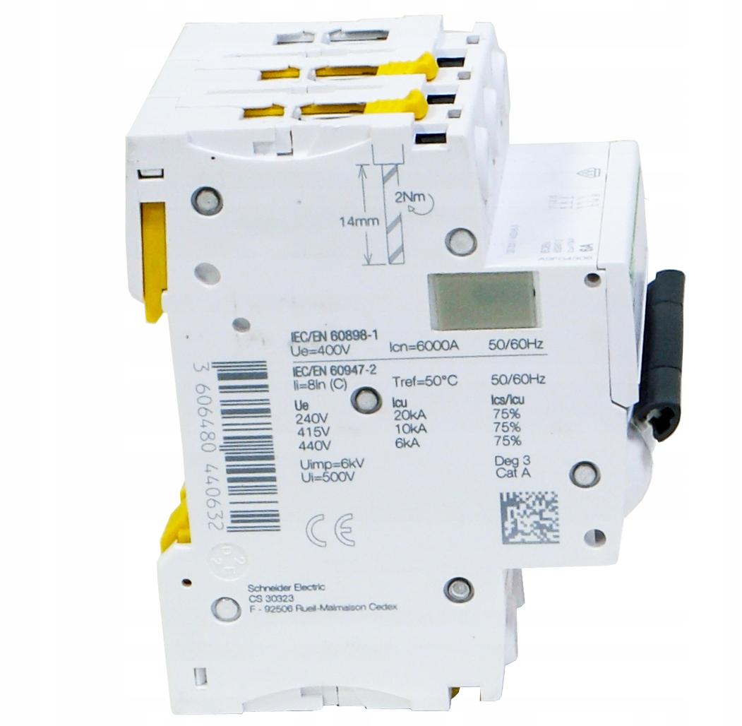 SCHNEIDER ELECTRIC Wyłącznik nadprądowy iC60N-C6-3 C 6A 3-biegunowy