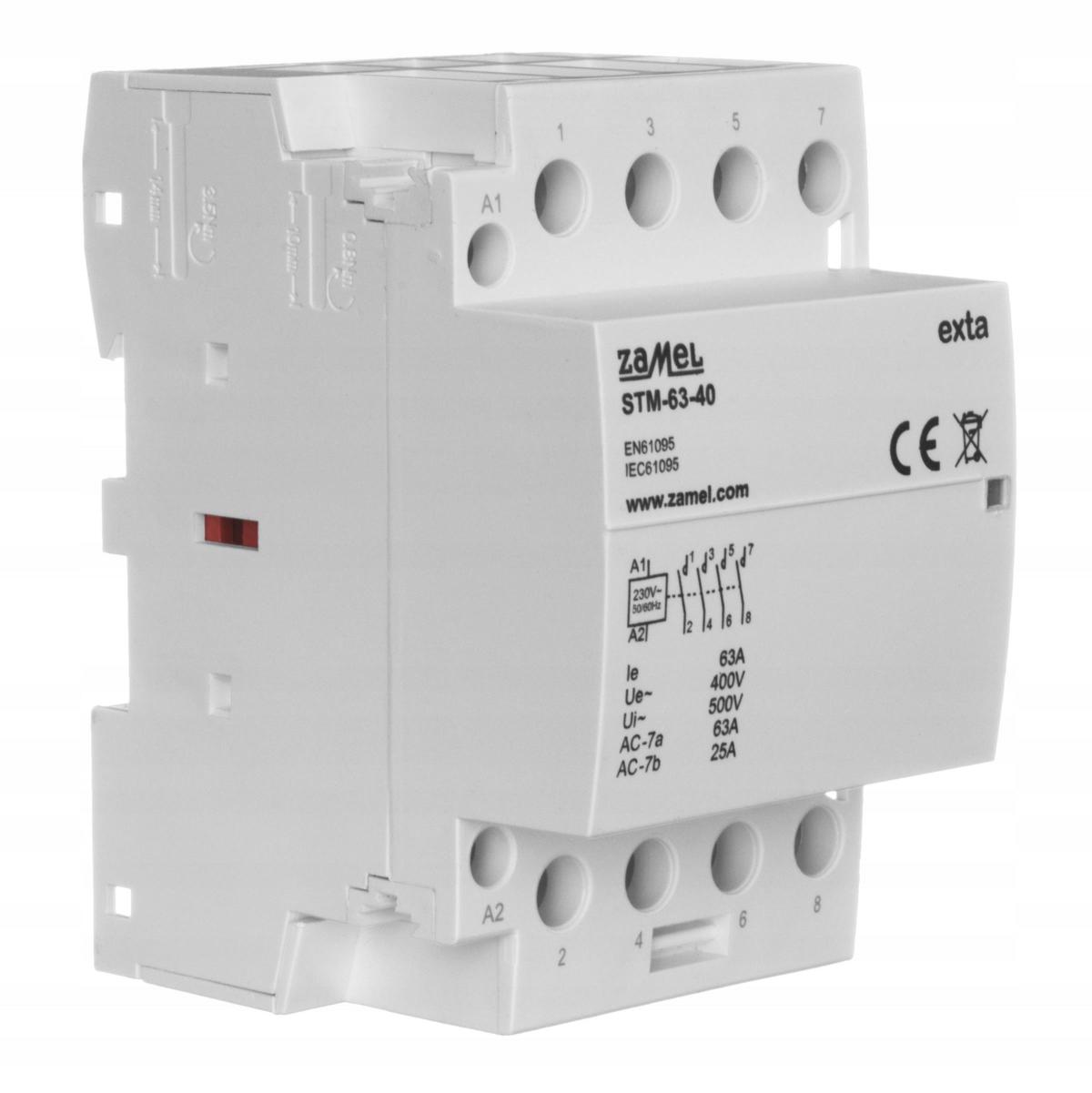 ZAMEL Stycznik modułowy instalacyjny 63A, 4xNO, 230V AC STM-63-40