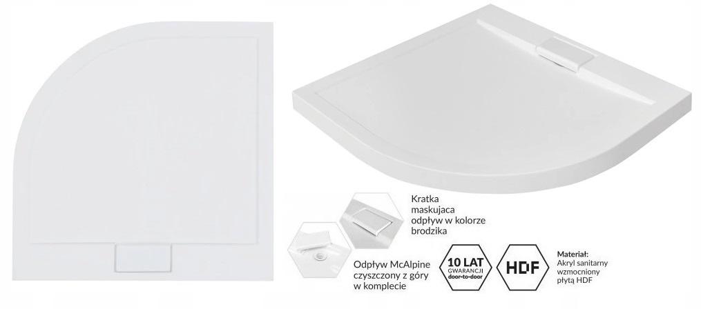 INVENA KABINA NATRYSK. PÓŁOKR.VITORIA 80X80 PROF.SATYNA SZKŁO MROŻONE