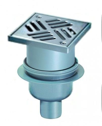 Wpust Classic DN50 odpływ pionowy z przykręcaną kratką nierdzewną 138x138