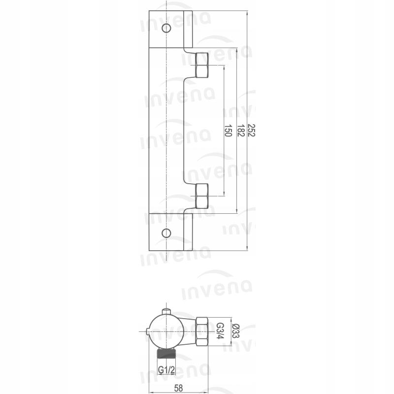 Bateria prysznicowa INVENA termostatyczna SLIM 48h