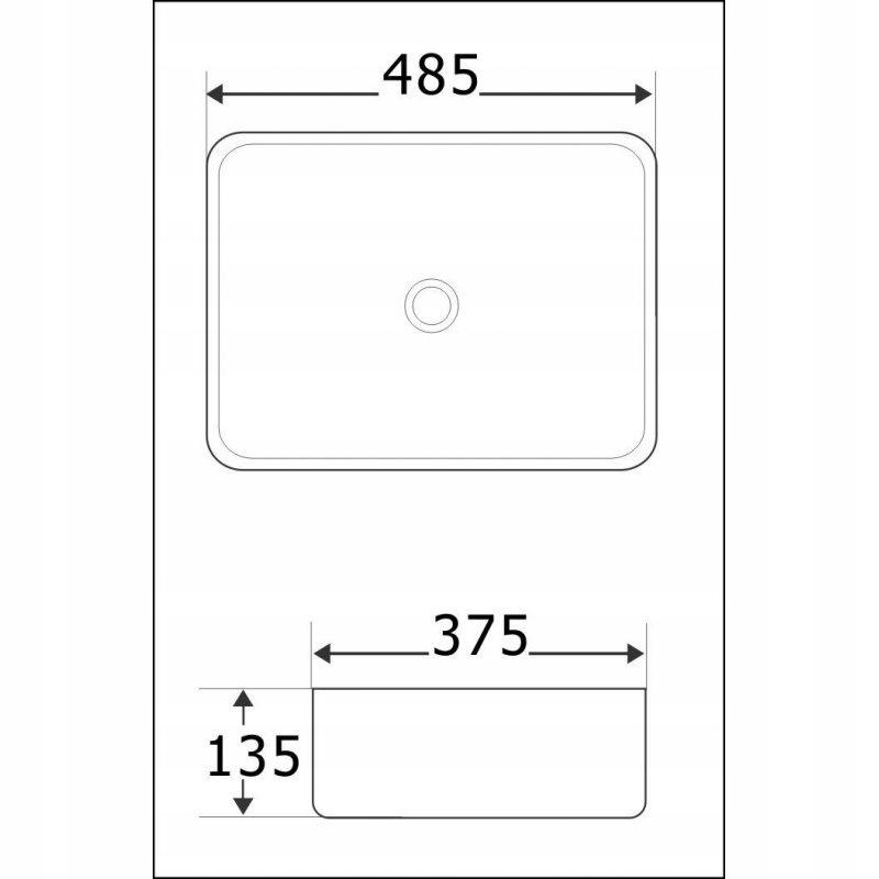 INVENA UMYWALKA NABLATOWA PAROS TREND 48,5 CM PROSTOKĄT, CZARNY PÓŁMAT