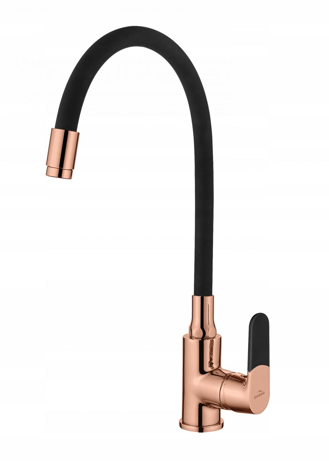 INVENA BATERIA ZLEWOZMYWAK MAGIC Z ELAST WYLEWKĄ, KOLOR CZARNY/ROSE GOLD