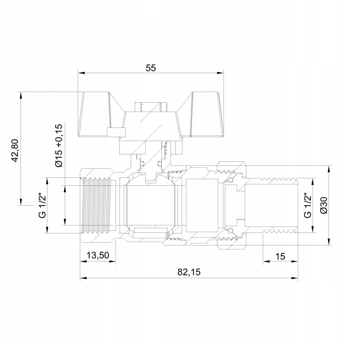 INVENA ZAWÓR KULOWY WODNY ZE ŚRUB. Z MOTYL. TYP CIĘŻKI GLADIATOR PROV 1/2